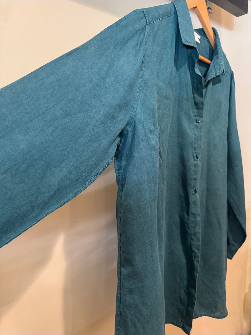 Garnet Hill Teal Linen Shirt - Picture 3 of 5